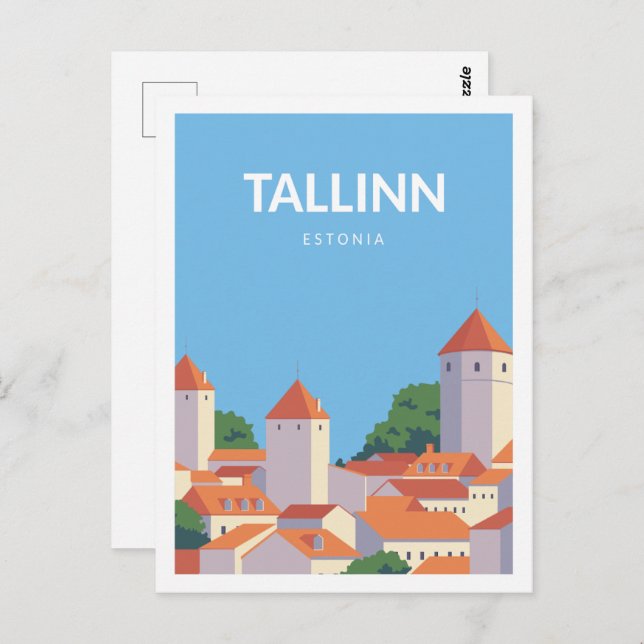 Carte Postale Tallinn Estonie Célèbre Voyage Lieu Illustration (Devant / Derrière)