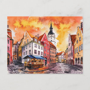 Carte Postale Tallinn Estonie Peinture de rue