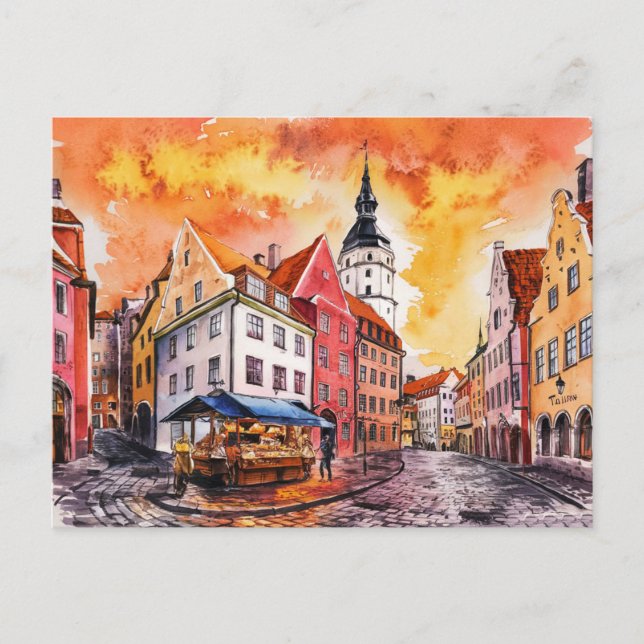 Carte Postale Tallinn Estonie Peinture de rue (Devant)