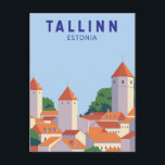 Carte Postale Tallinn Estonie Retro Travel Art Vintage<br><div class="desc">Tallinn Estonie conception vectorielle.</div>