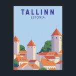 Carte Postale Tallinn Estonie Retro Travel Art Vintage<br><div class="desc">Tallinn Estonie conception vectorielle.</div>
