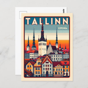 Carte Postale Tallinn ville Estonie cadeaux de voyage rétro