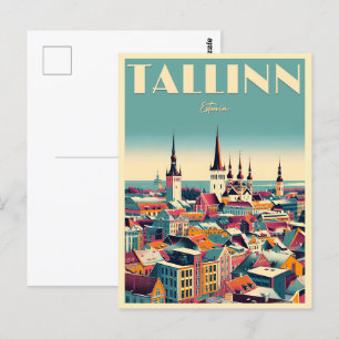 Carte Postale Tallinn ville Estonie cadeaux de voyage rétro