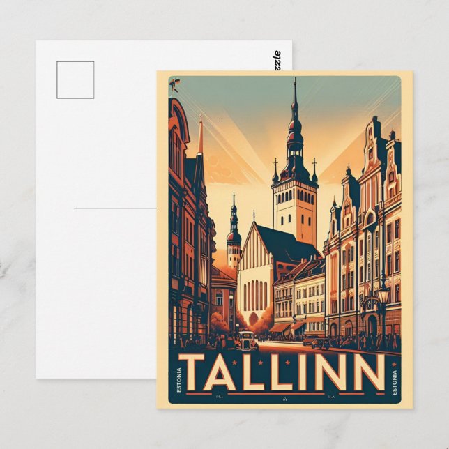Carte Postale Tallinn ville Estonie cadeaux de voyage rétro (Devant / Derrière)