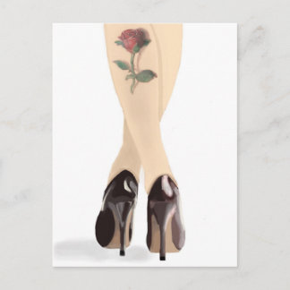 Carte Postale talons hauts de tatouage rose