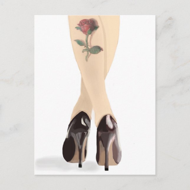 Carte Postale talons hauts de tatouage rose (Devant)