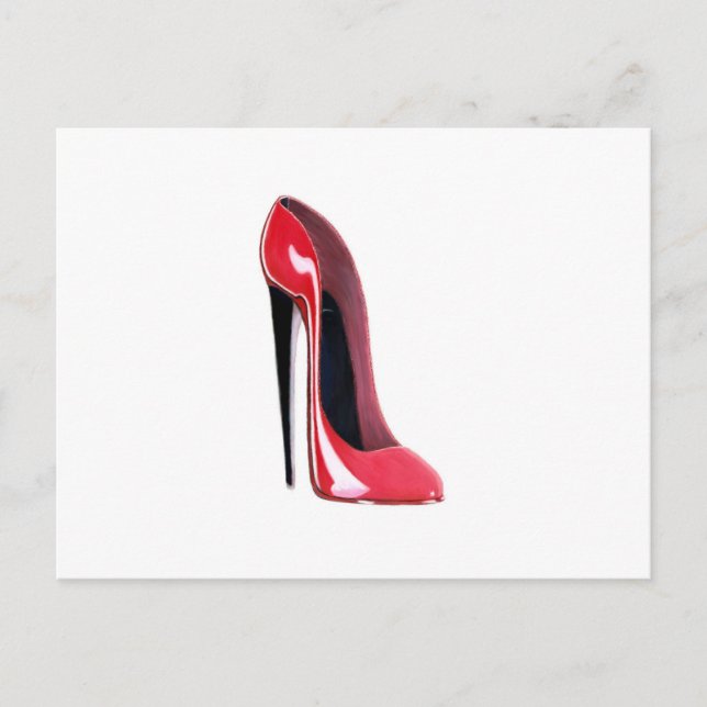 Carte Postale Talons noirs, chaussure stiletto rouge (Devant)