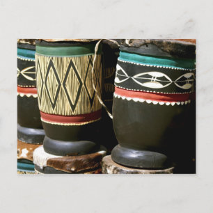 Carte Postale Tambours sculptés à la main, Livingston, Zambie