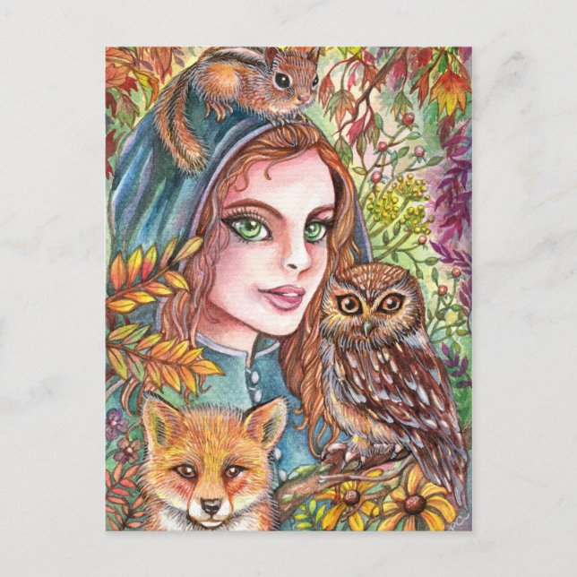 Carte Postale Tamer dans les bois d'automne (Devant)