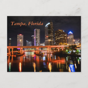Carte Postale Tampa, Floride, City Lights Skyline par nuit