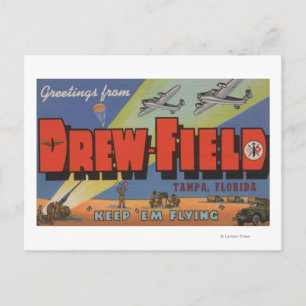 Carte Postale Tampa, Floride - Drew Field - Grosse scène de lett
