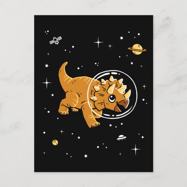 Carte Postale Tan Triceratops Dinos Dans L'Espace (Devant)