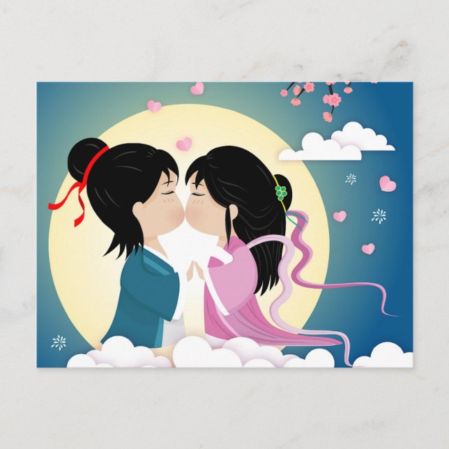 Carte Postale Tanabata le bouvier et la tisserande (Devant)