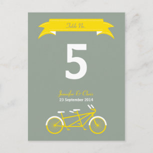 Carte Postale Tandem Bike (Jaune / Gris) Numéro de tableau