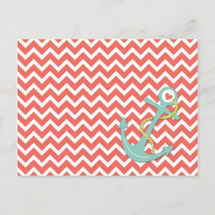 Carte Postale Tangerine Chevron Zigzag Ancre Turquoise Toutes le