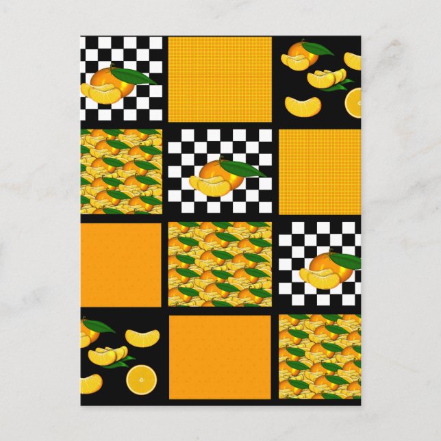 Carte Postale Tangerine et Patchwork à Carreaux (Devant)