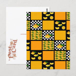 Carte Postale Tangerine et Patchwork à Carreaux