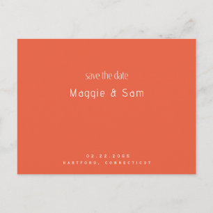 Carte Postale Tangerine simple Sleek Enregistrer le Mariage de d