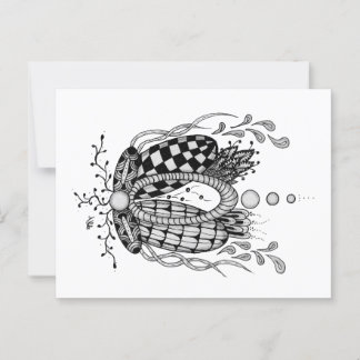 Carte Postale Tangle Art : design floral, ovale