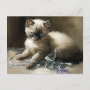 Carte Postale Tangle de ruban Siamese Kitten