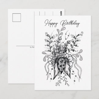 Carte Postale Tangle Fleur dessinée