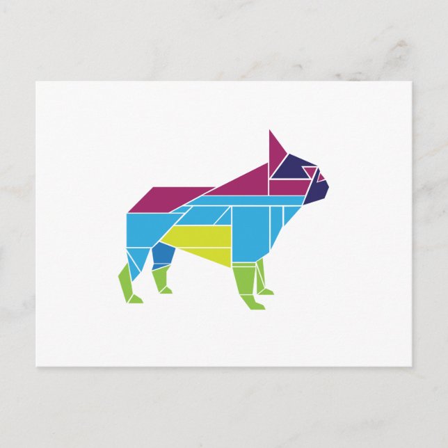 Carte Postale Tangram Frenchie, Multicolore (Devant)