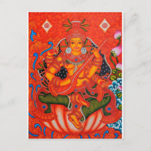 CARTE POSTALE TANJORE SARASWATI, INDIEN DU SUD