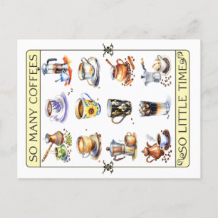 Carte Postale Tant de cafés, si peu de temps