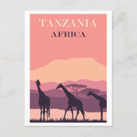 Tanzanie Afrique rose Vintage Giraffe Voyage