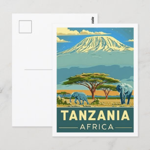 Carte Postale Tanzanie Afrique Vintage Lieu de voyage célèbre