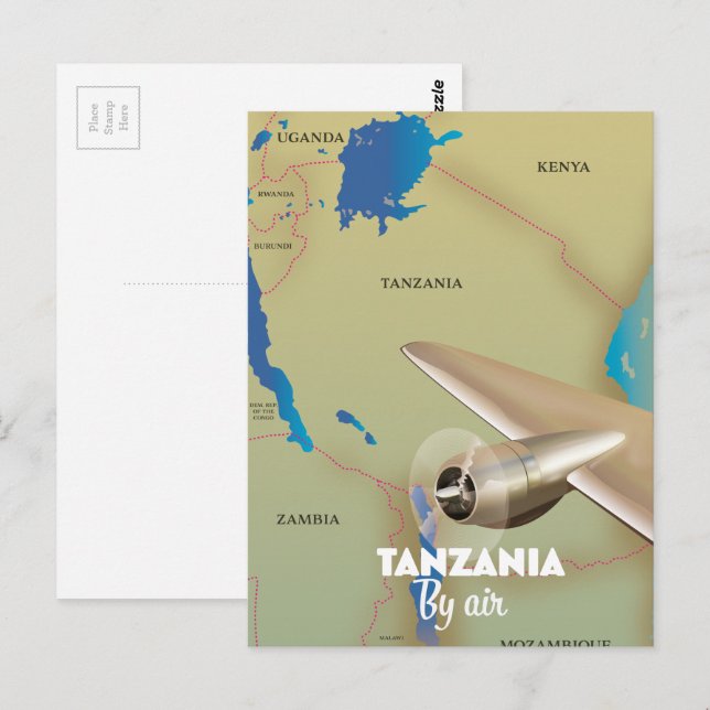 Carte Postale Tanzanie par avion (Devant / Derrière)