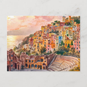 Carte Postale Taormina, Peinture Vintage Sicile