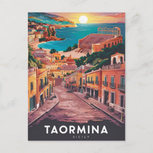 Carte Postale Taormina, Styliste Sicile Aquarelle Peinture