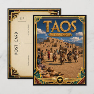 Carte Postale Taos Nouveau-Mexique Art Déco Vintage Âge d'Or