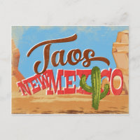 Taos Nouveau-Mexique Cartoon Vintage voyage du dés