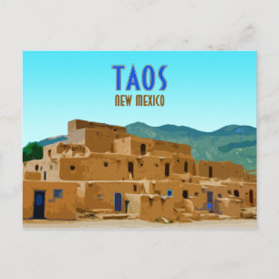 Carte Postale Taos Pueblos Nouveau-Mexique Vintage