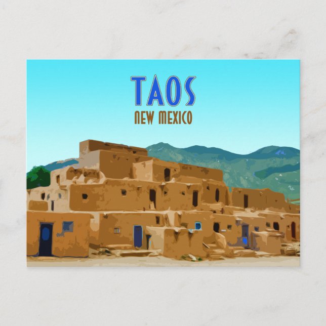 Carte Postale Taos Pueblos Nouveau-Mexique Vintage (Devant)