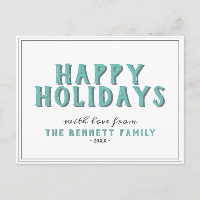 Carte Postale Tape à l'œil typographique Joyeuses Fêtes de Noël (Devant)