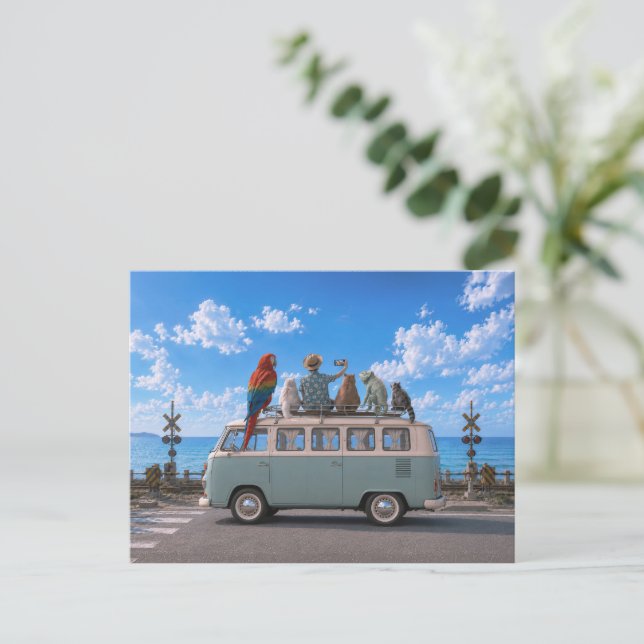 Carte Postale Tapis de souris Selfie Boy Road Trip côtier (Debout devant)