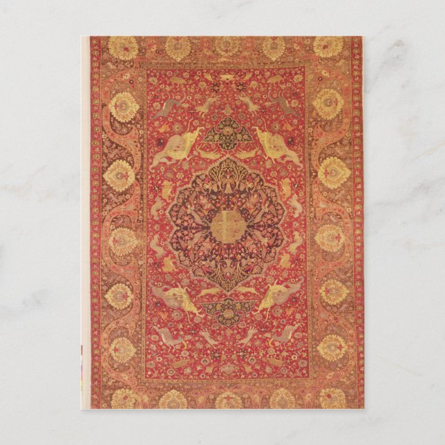 Carte Postale Tapis décoré de scènes de combats d'animaux (Devant)