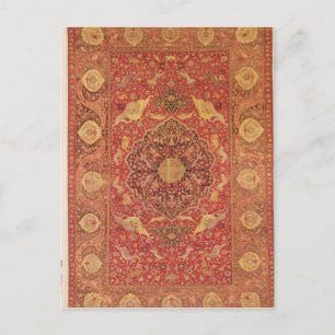 Carte Postale Tapis décoré de scènes de combats d'animaux