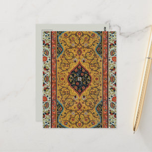 Carte Postale Tapis Élegant Tapisserie Perse Antique Riche
