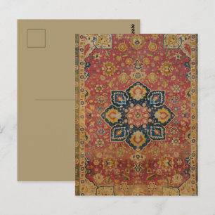 Carte Postale Tapis persan asiatique Kashan en or rouge