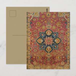 Carte Postale Tapis rouge or Kashan tapis Perse Asiatique