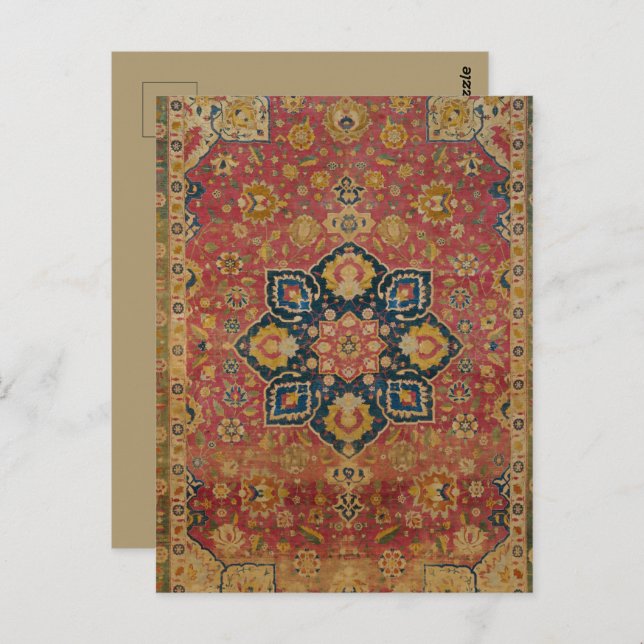 Carte Postale Tapis rouge or Kashan tapis Perse Asiatique (Devant / Derrière)