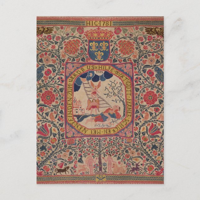 Carte Postale Tapis tricoté représentant le rêve de Jacob, Alsac (Devant)