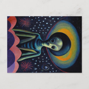 Carte Postale Tapisserie Alien de style années 40 avec un halo