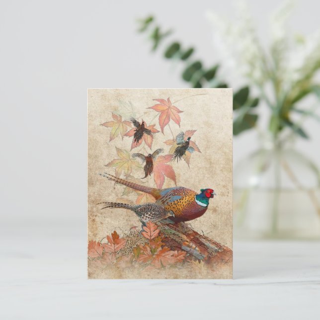 Carte Postale Tapisserie de faisan, impression acrylique (Debout devant)