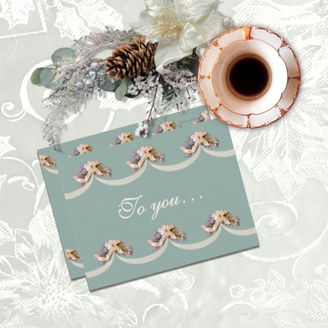 Carte Postale Tapisserie florale victorienne Bénédiction en vert (Créateur téléchargé)