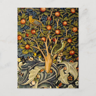 Carte Postale Tapisserie Pic-vert de William Morris modèle bleu